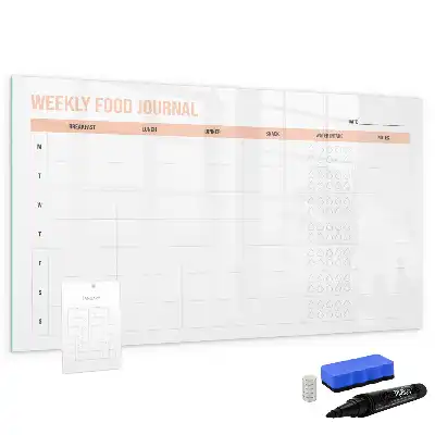 Magnetic glass dry erase board weekly meal planner
