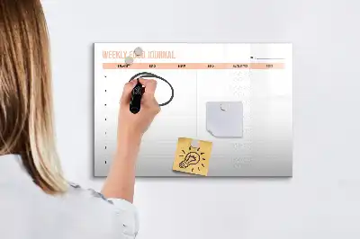 Magnetic glass dry erase board weekly meal planner