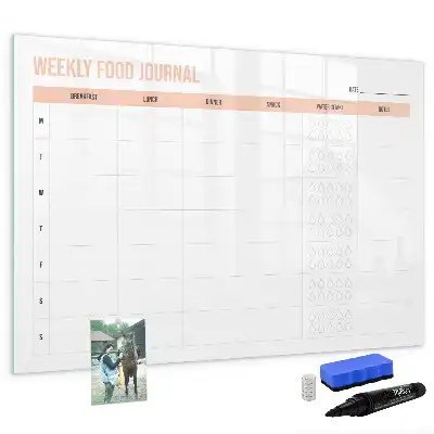 Magnetic glass dry erase board weekly meal planner