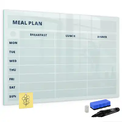Magnetic glass dry erase board pastel meal planner