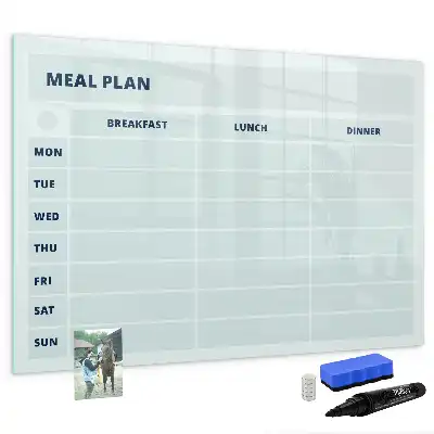 Magnetic glass dry erase board pastel meal planner