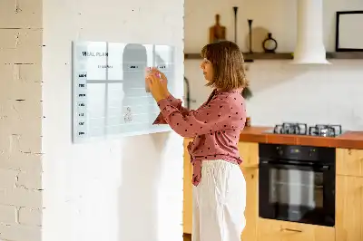 Magnetic glass dry erase board pastel meal planner