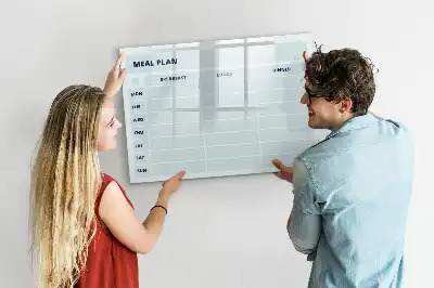 Magnetic glass dry erase board pastel meal planner