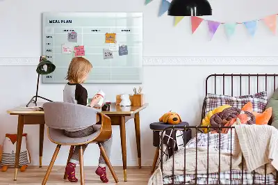 Magnetic glass dry erase board pastel meal planner