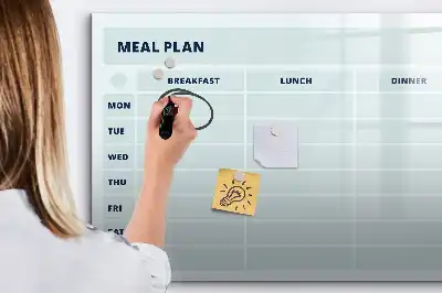 Magnetic glass dry erase board pastel meal planner