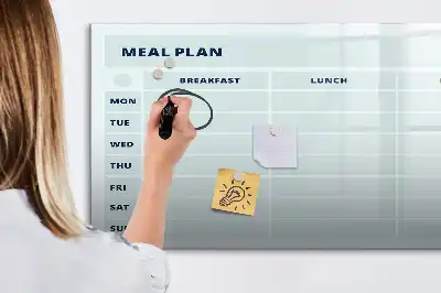 Magnetic glass dry erase board pastel meal planner