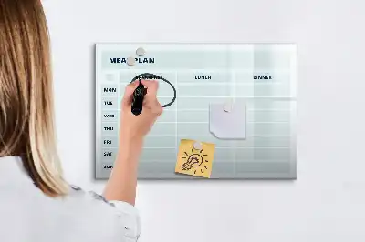 Magnetic glass dry erase board pastel meal planner