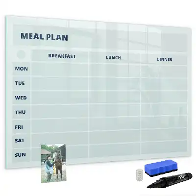 Magnetic glass dry erase board pastel meal planner