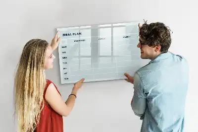 Magnetic glass dry erase board pastel meal planner