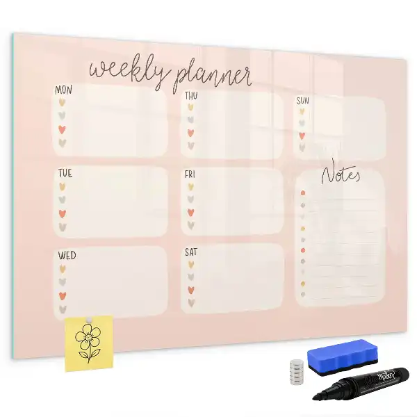 Magnetic marker board charming weekly planner