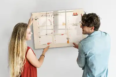 Magnetic glass dry erase board weekly planner