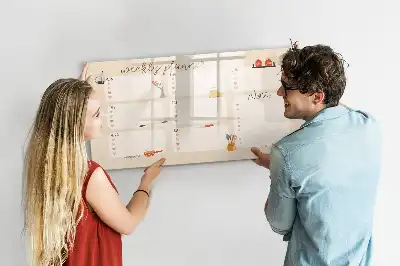 Magnetic glass dry erase board weekly planner