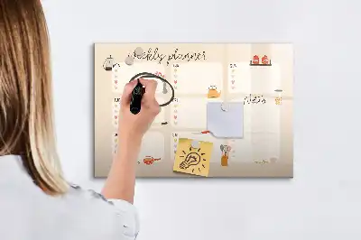 Magnetic glass dry erase board weekly planner