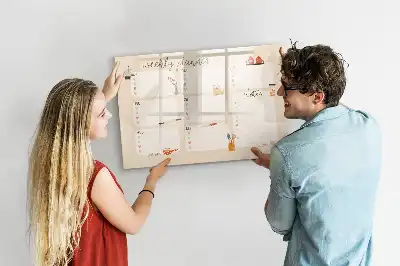 Magnetic glass dry erase board weekly planner
