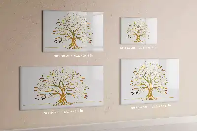 Magnetic glass dry erase board gold tree design