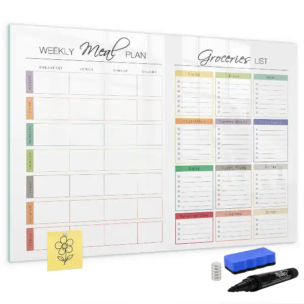 Magnetic marker board weekly menu design