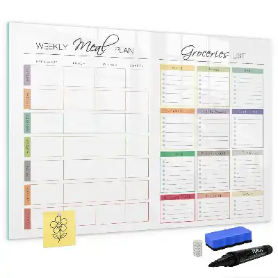 Magnetic marker board weekly menu design