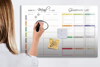 Magnetic marker board weekly menu design