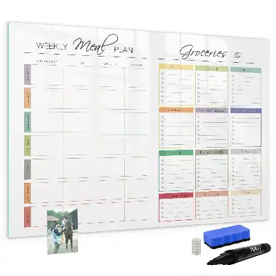Magnetic marker board weekly menu design