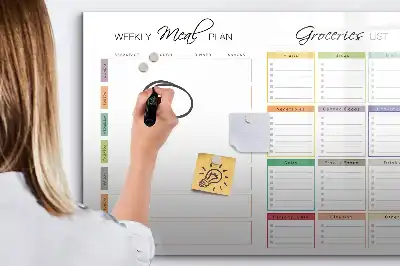 Magnetic marker board weekly menu design