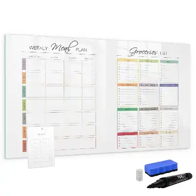 Magnetic marker board weekly menu design