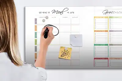 Magnetic marker board weekly menu design