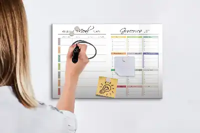 Magnetic marker board weekly menu design