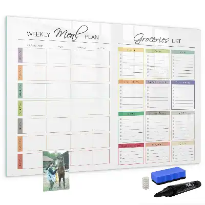 Magnetic marker board weekly menu design