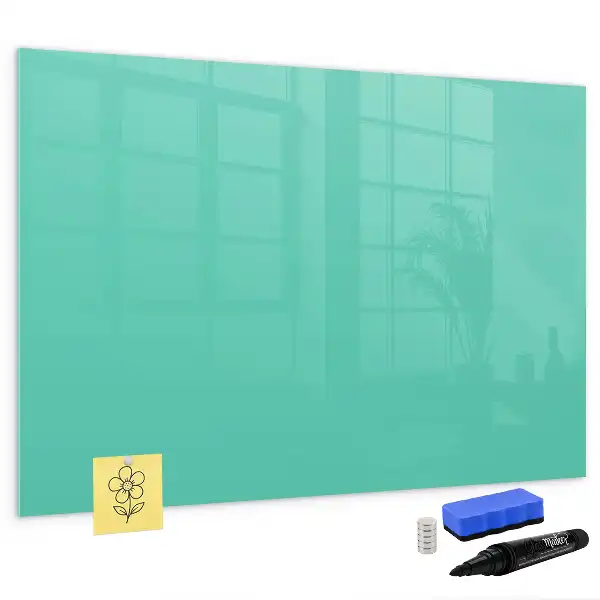 Magnetic glass dry erase board turquoise