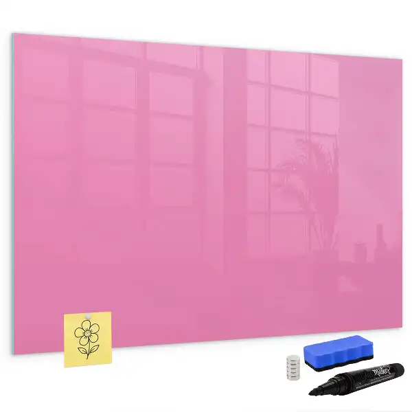 Magnetic glass dry erase board pink