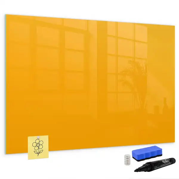 Magnetic glass dry erase board gold yellow