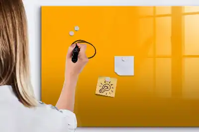 Magnetic glass dry erase board gold yellow