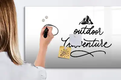 Magnetic glass dry erase board for outdoor adventure