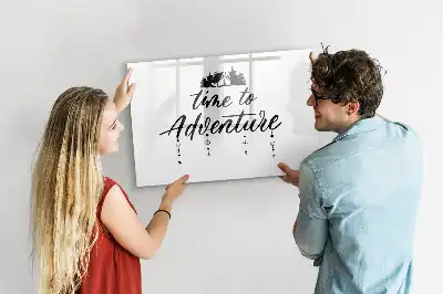 Magnetic glass dry erase board Time for adventure design