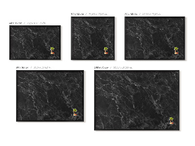 Magnetic board with black frame Elegant black marble