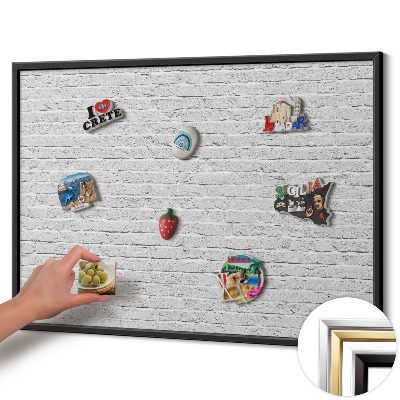 Magnetic board with black frame Brick wall, light wall