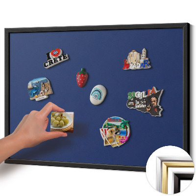 Magnetic board with black frame Navy blue color