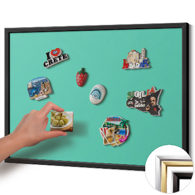 Magnetic board with black frame Mint color