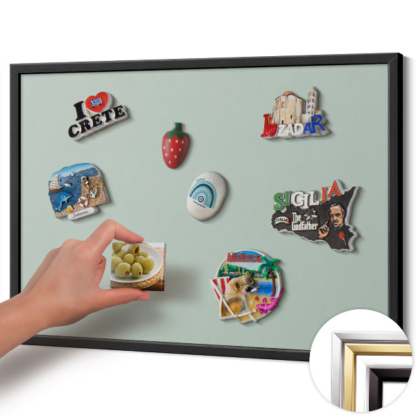 Magnetic board with black frame Aquamarine color