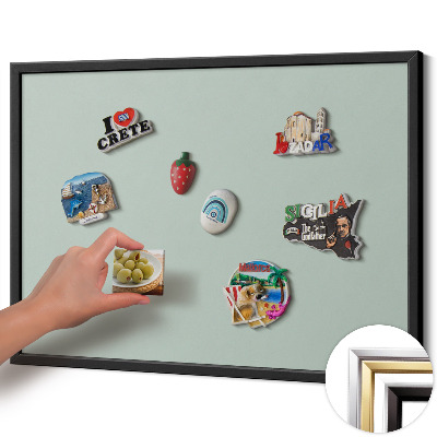 Magnetic board with black frame Aquamarine color