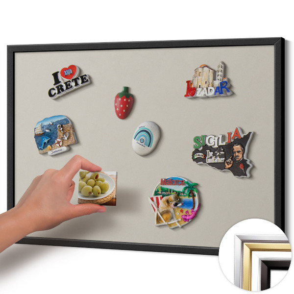 Magnetic board with black frame Cream color