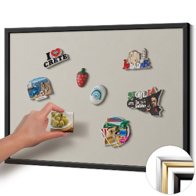 Magnetic board with black frame Cream color