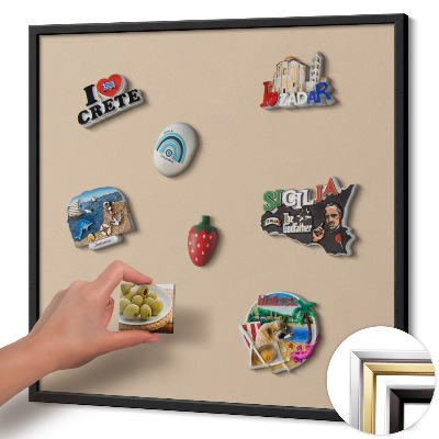 Magnetic board with black frame Beige color