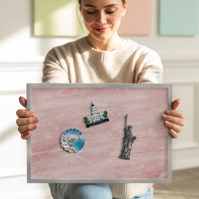 Magnetic board with silver frame Pastel rock texture