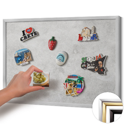 Magnetic board with silver frame Concrete wall texture