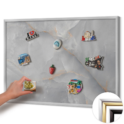 Magnetic board with silver frame Elegant decorative marble