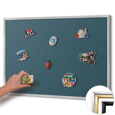 Magnetic board with silver frame Dark sea color