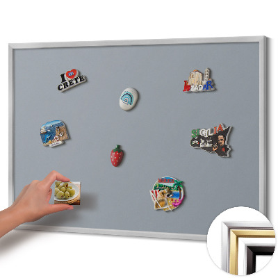 Magnetic board with silver frame Gray color