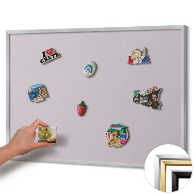 Magnetic board with silver frame Lilac color