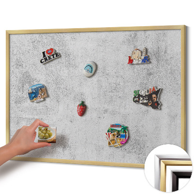 Magnetic board with a gold frame Worn concrete texture